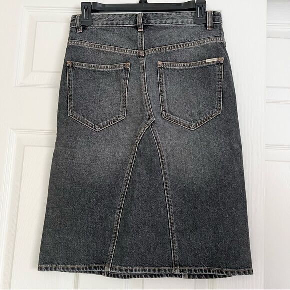 Isabel Marant Fiali Knee Length Denim Midi Skirt FR 34 / US 2 Grey MSRP $285 - Picture 4 of 12
